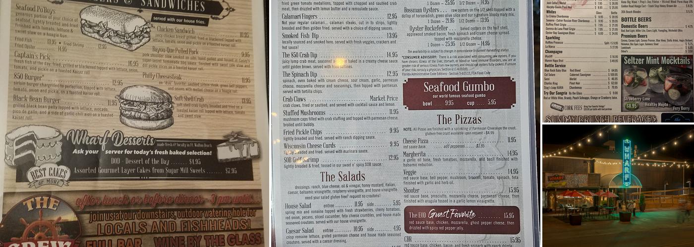 Wharf 850 Menu