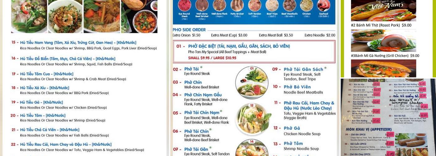 Pho Tan My Menu