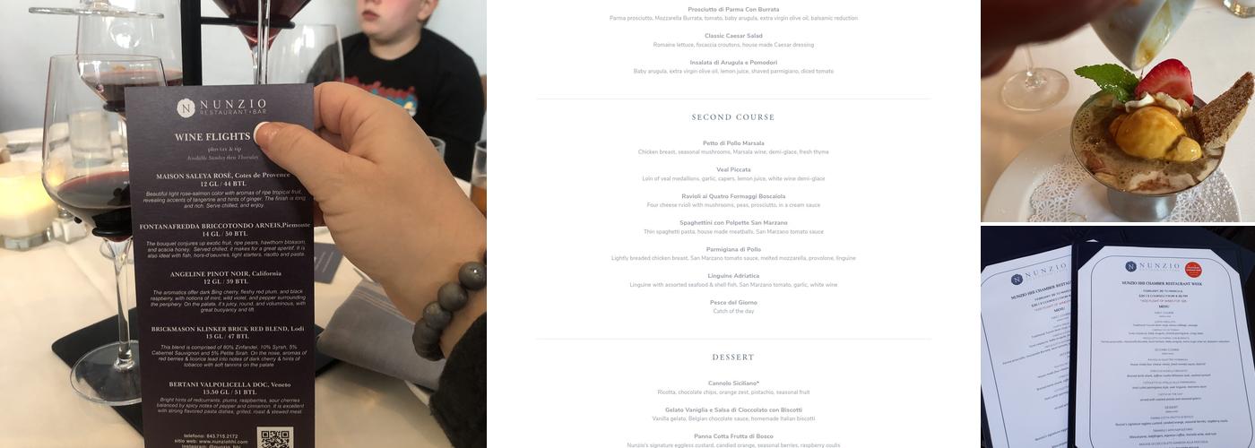 Nunzio Restaurant + Bar Menu