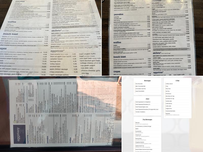 Eggstasy Menu