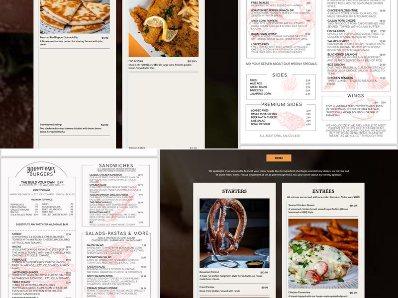 Boomtown Kitchen Menu