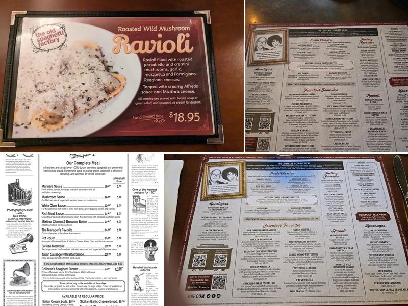 The Old Spaghetti Factory Menu