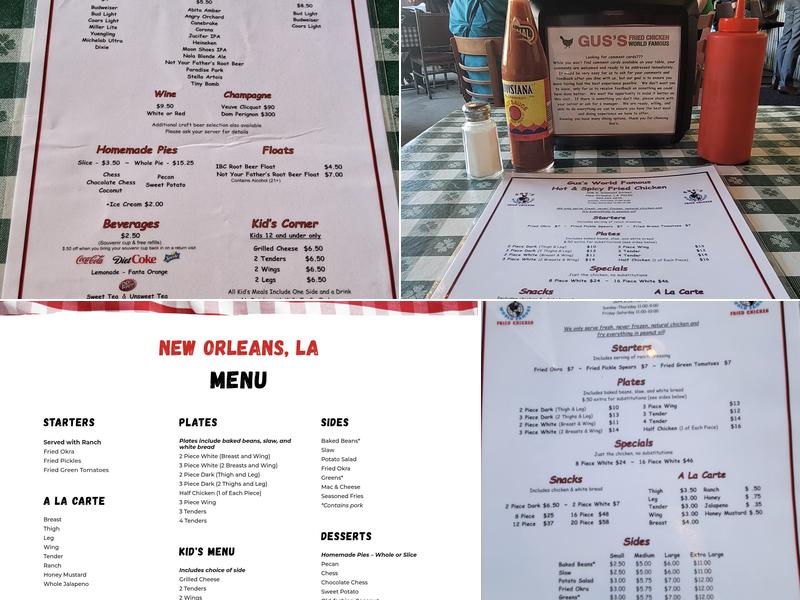 Gus’s World Famous Fried Chicken Menu