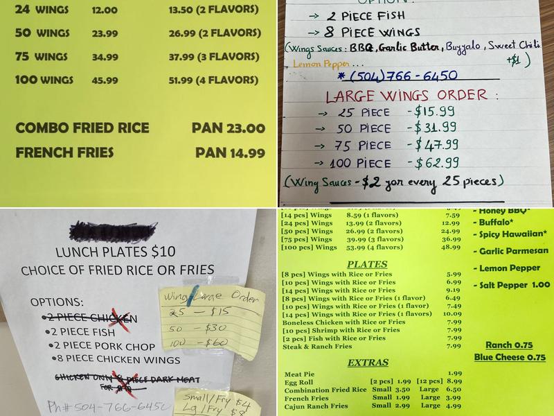 BLAZZIN WINGS Menu