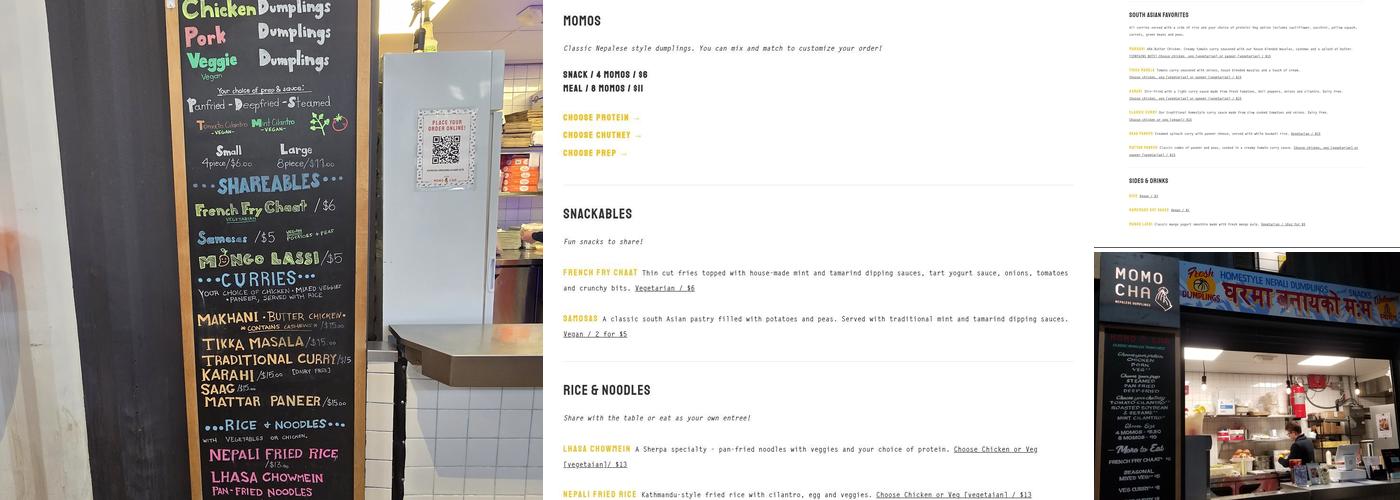 Momo Cha Menu