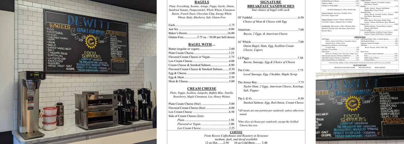 DeWitt Bagel Company Menu