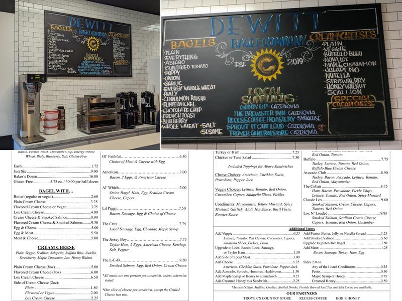 DeWitt Bagel Company Menu