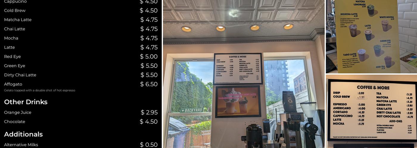 TB Coffee House Menu