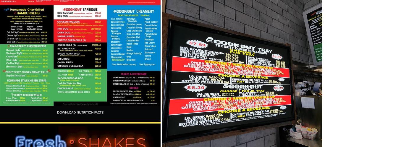 Cook Out Menu