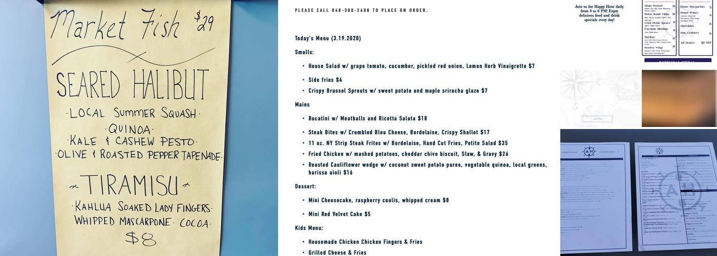 The Atlantic House Menu