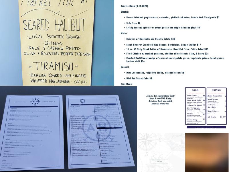The Atlantic House Menu