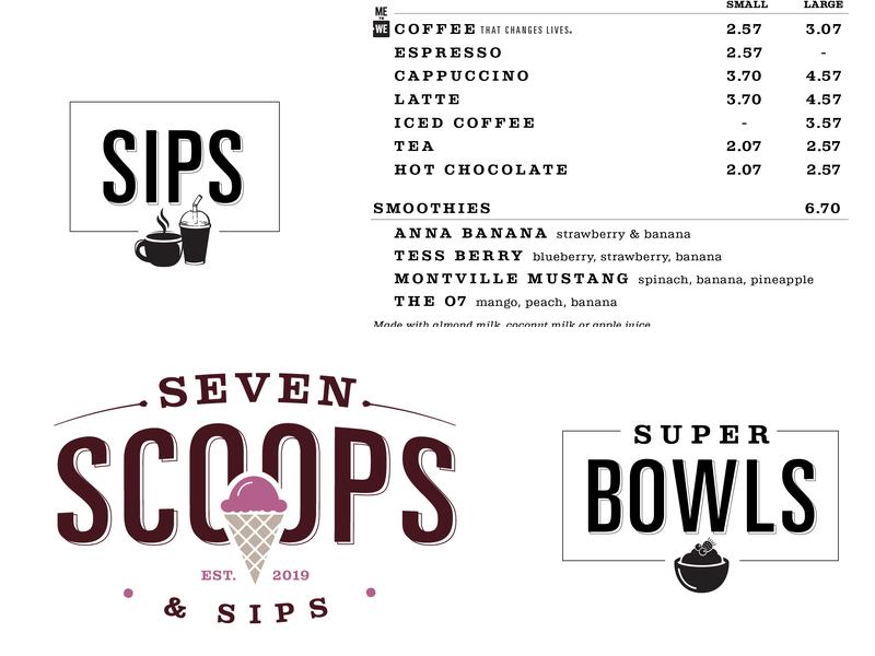 Seven Scoops & Sips Menu