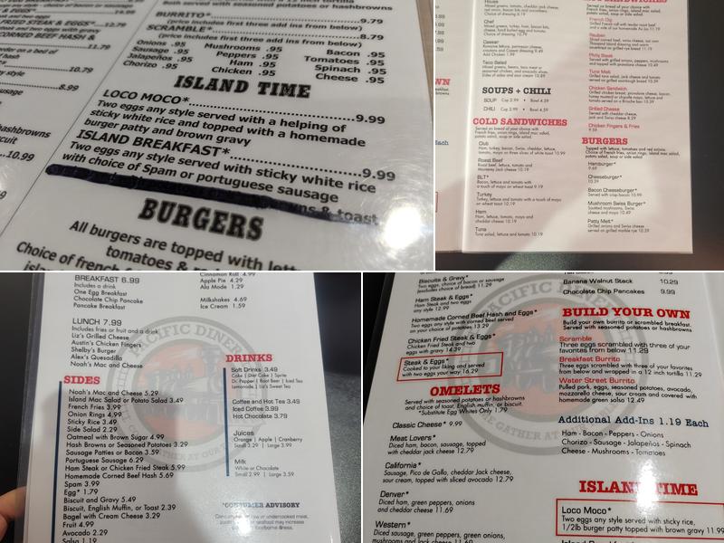 Pacific Diner Menu