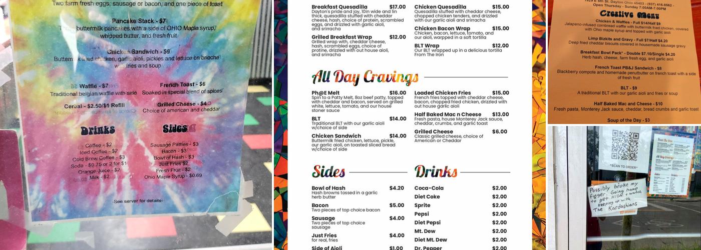 Stoney’s Munchie Bar Menu