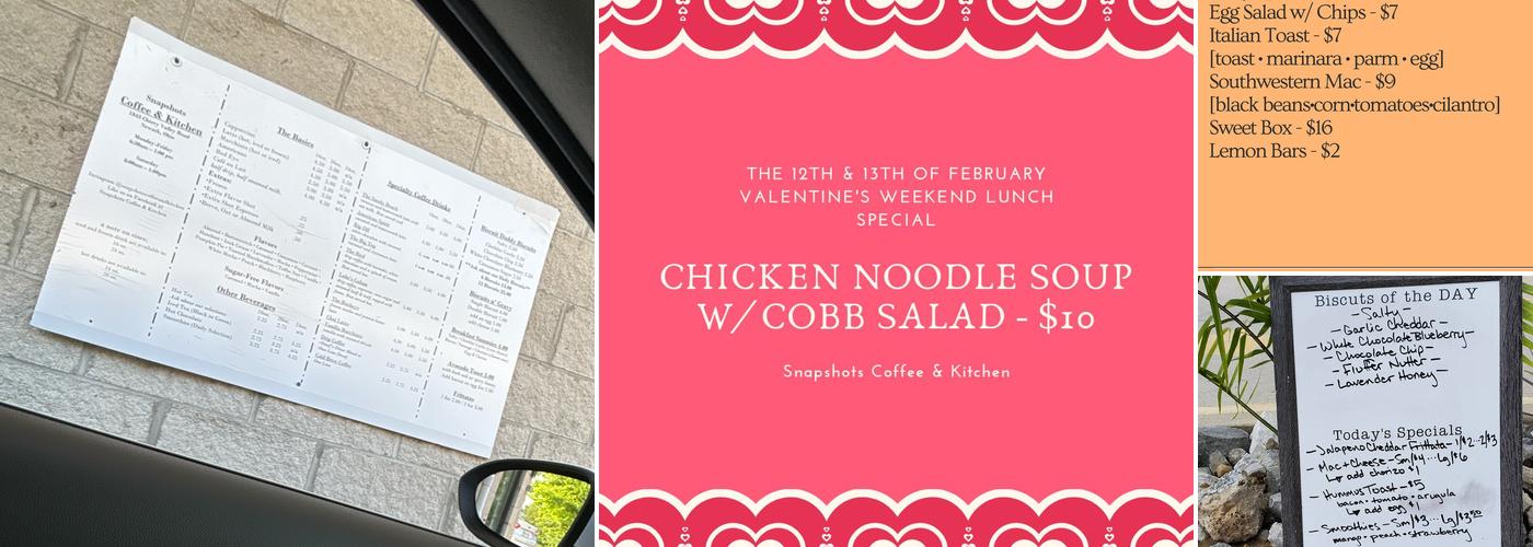 Snapshots Coffee & Kitchen Menu