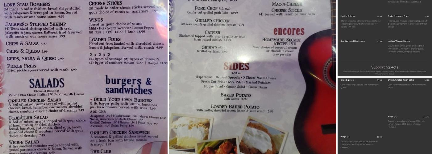 Lone Star Bar & Grill Menu