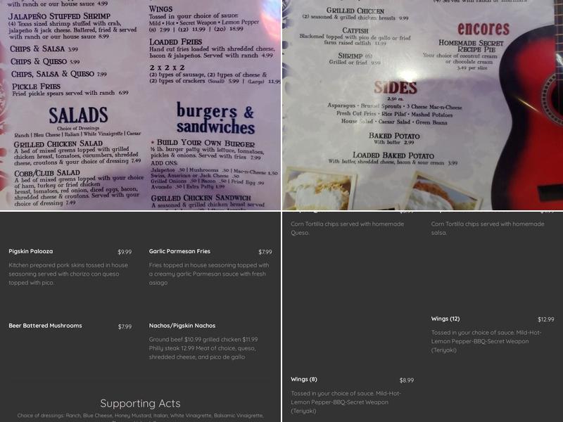 Lone Star Bar & Grill Menu