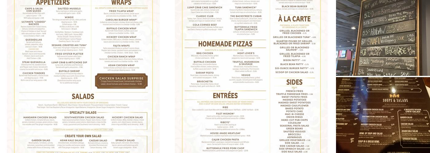 Backstreets Grill Menu