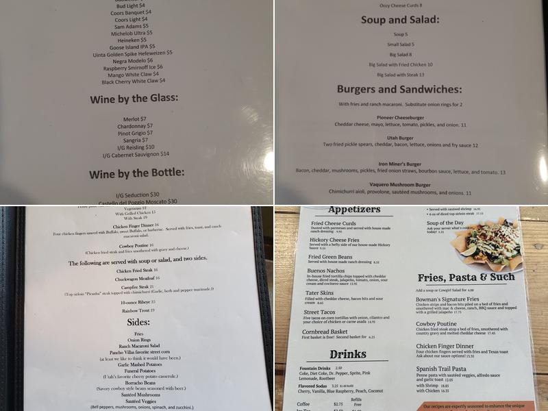 Bowman's Cowboy Kitchen Menu