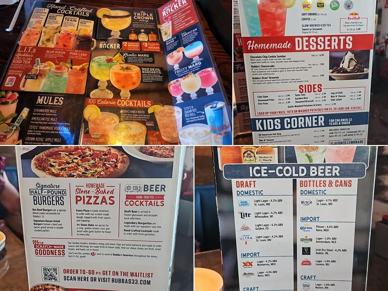 Bubba's 33 Menu