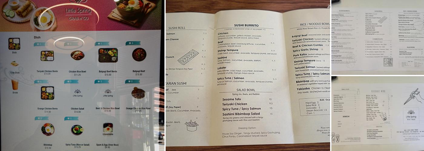 Little Spring Rolls and Bowls Menu