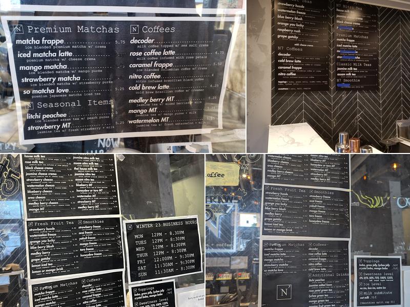 N7 Draft Tea + Coffee Menu