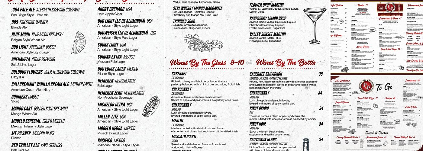Patties & Pints Menu