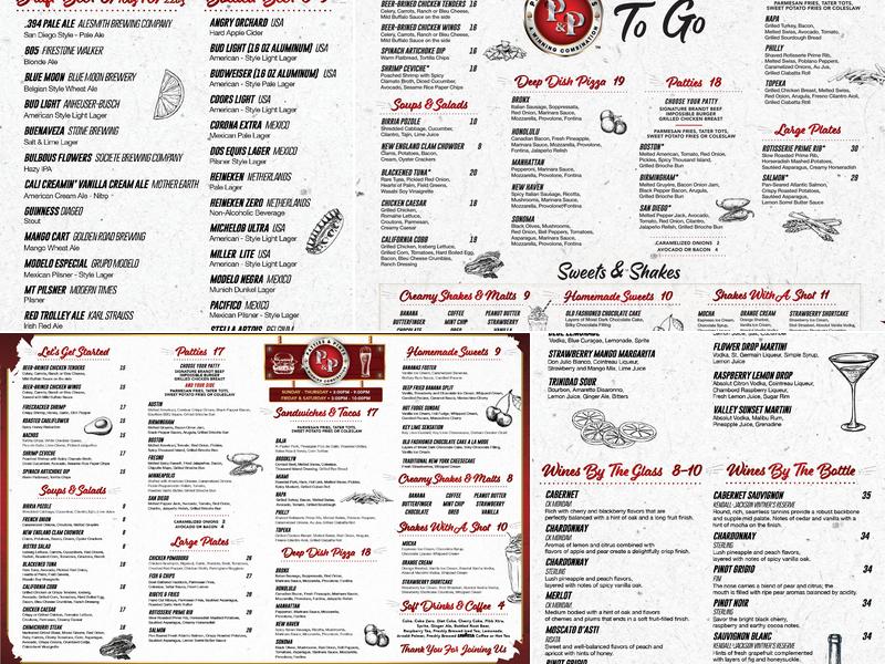 Patties & Pints Menu