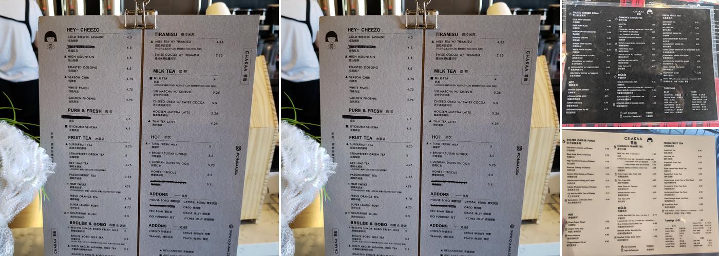 CHAKAA Menu
