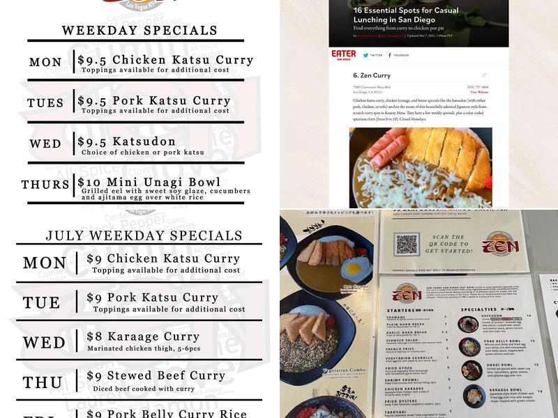 Zen Curry Menu