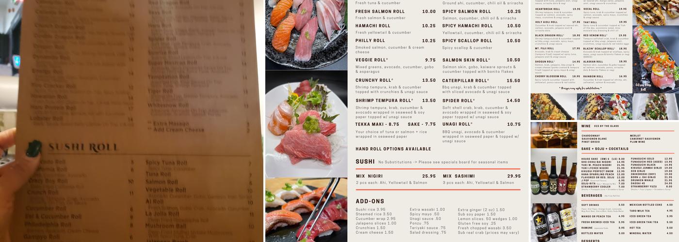 Haru sushi Menu