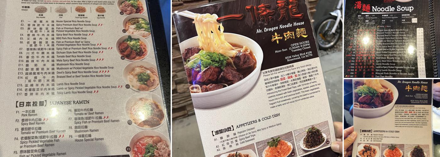 MR DRAGON NOODLE HOUSE Menu