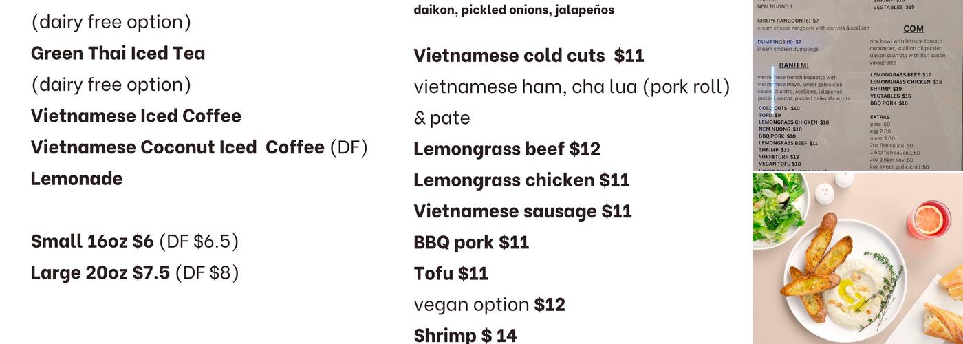 Banh Appetit Menu