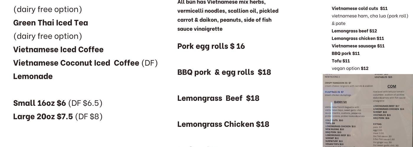 Banh Appetit Menu