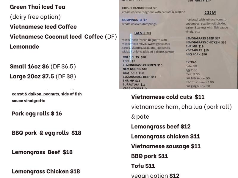 Banh Appetit Menu