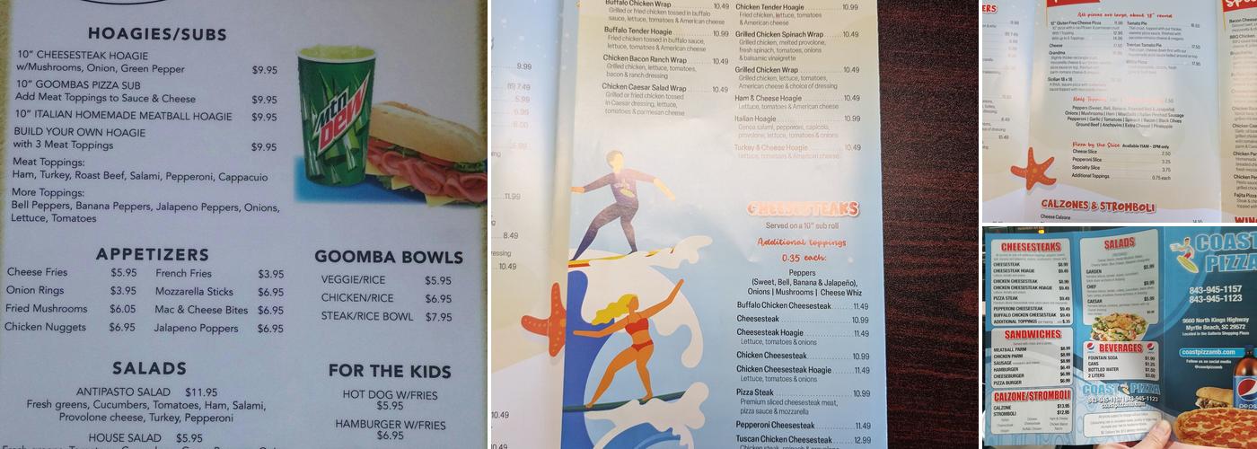 Coast Pizza Menu