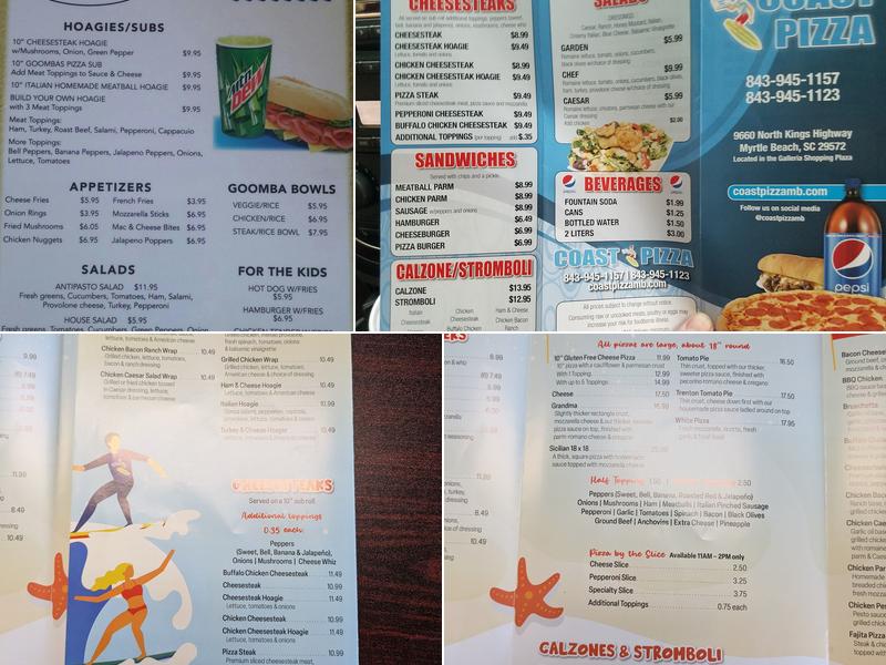 Coast Pizza Menu