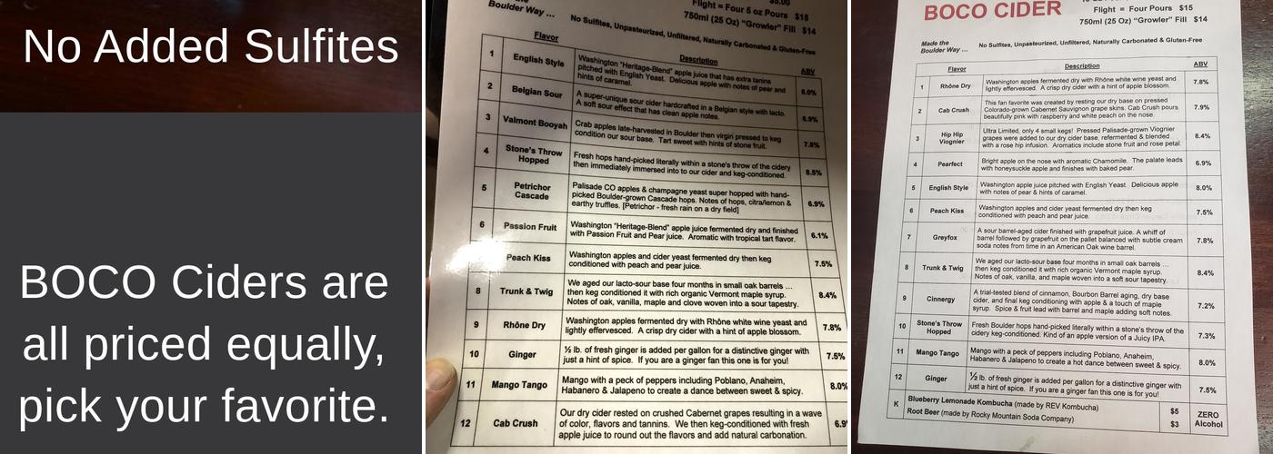 BOCO Cider, Boulder Cidery & Taproom Menu