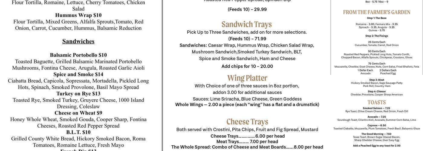Faire Cafe Menu