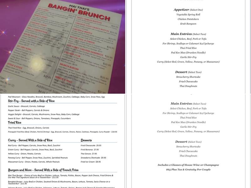 Mai Thai Menu