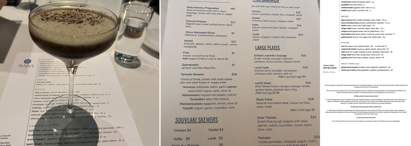 Baba Restaurant Menu