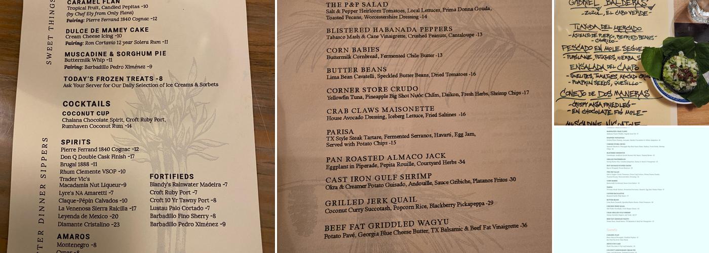 Palm&Pine Menu