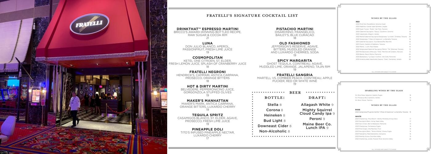 Fratelli Restaurant Menu