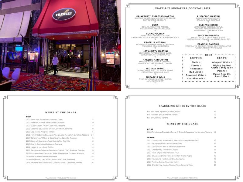 Fratelli Restaurant Menu