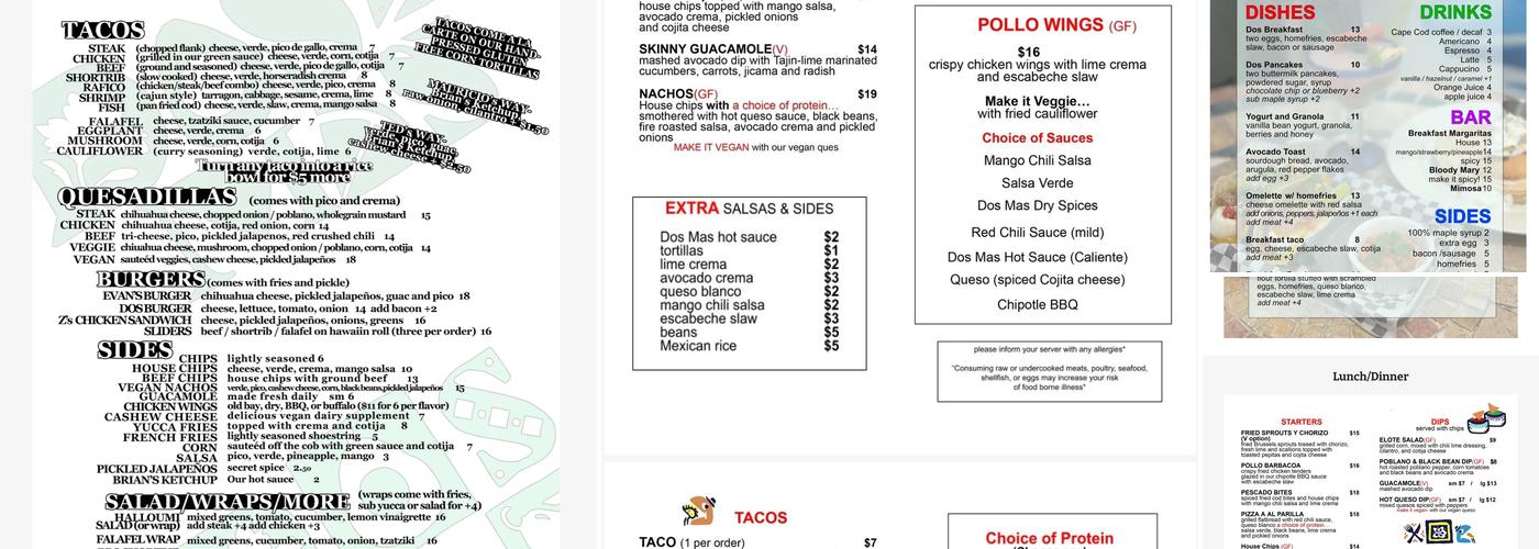 Dos Mas Menu
