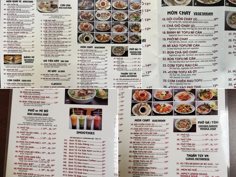 Pho Pasteur Menu