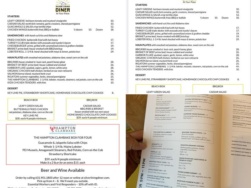 Silver Lining Diner Menu