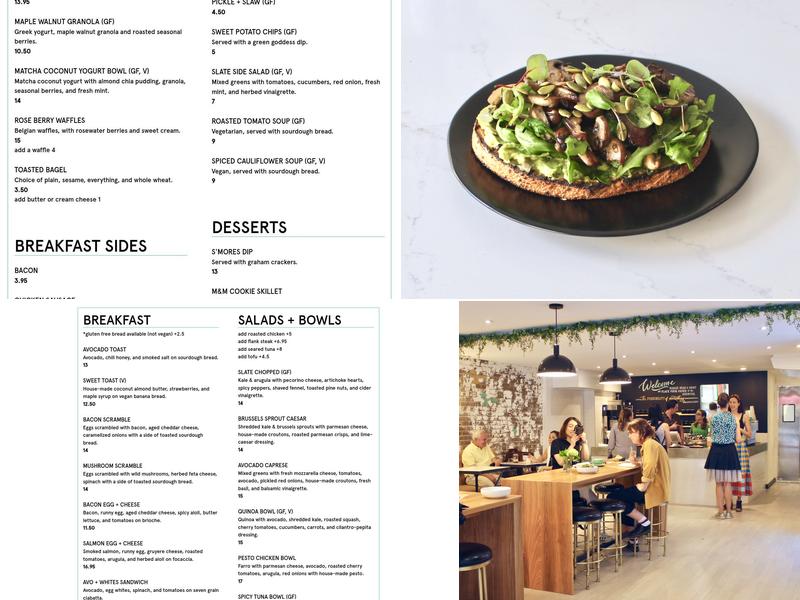 Slate Cafe Midtown Menu