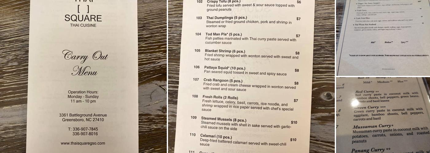 Thai Square Menu
