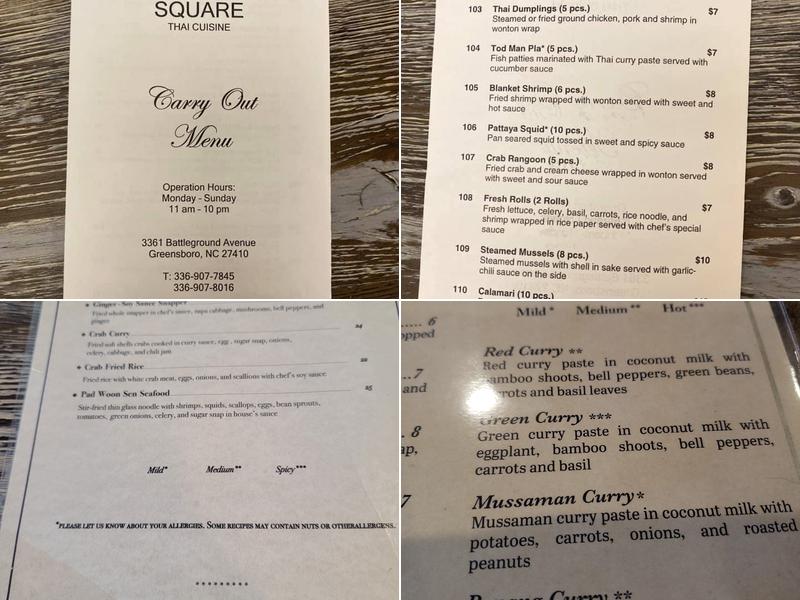 Thai Square Menu